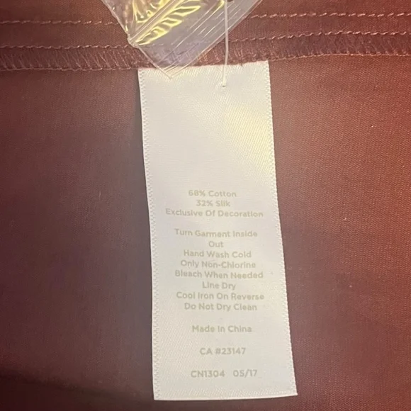 Women's Talbots RSVP Embellished Silk Blend Blouse Top, Burgundy, L - Picture 15 of 15